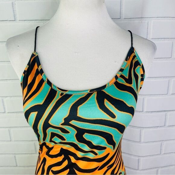 Shein Crisscross Backless Zebra Striped Cami Romper - Medium - Picture 7 of 13